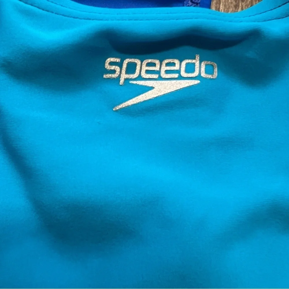 Speedo Girls One Piece Swimwear Blue Green Racerback Unpaded Bathing Suit 14